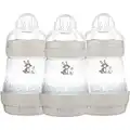 MAM Easy Start Self Sterilising Anti-Colic Baby Bottle 3 Pack (3 x160 ml) with Slow Flow MAM Teats Size 1, Newborn Essentials, White (Designs May Vary)