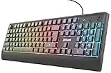 Trust Gaming Ziva Tastiera da Gioco, con Illuminazione LED Multicolore per PC, Layout Italiano, 12 Tasti Multimediali, Robusto Design, USB Plug and Play, Nero