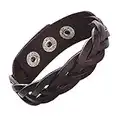 CCBFY Genuine Leather Bracelet Braided Sporty Wide Wristband Punk Jewelry for Men Women Brown