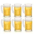 COKTIK 6 Pack Heavy Large Beer Glasses with Handle - 20 Ounce Glass Steins, Classic Beer Mug glasses Set