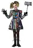 Girl's Neon Nightmare Clown Costume Large