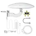 Outdoor TV Antenna for Multiple TVs, ANTOP UFO Amplified Rooftop/Attic/RV/Marine HDTV Antenna 65 Miles Omni Directional Extremely High Reception with 33ft Coaxial Cable and Signal Splitter for 2 TVs