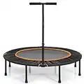 COSTWAY Trampoline Fitness Pieghevole, Tappeto Elastico con Impugnatura Regolabile, per Interno ed Esterno, Capacità di Carico 150kg (Arancione)