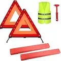 Warning Triangle Kit 4 Pack Foldable Safety Triangle Kit Car Roadside Emergency with Reflective Warning Triangle Visibility Roadside Vest Safety Hammer for Car Roadside Breakdowns Emergencies