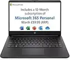 HP Laptop PC 14s-fq0004na | AMD Ryzen 3-3250U Processor | 4GB RAM | 128GB SSD | AMD Radeon GPU | 14 inch Full HD 16:9 display | Windows 11 Home | Black | Microsoft 365 Personal 12 months included