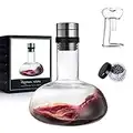 YouYah Wine Decanter Set,Red Wine Carafe with Drying Stand,Cleaning Beads and Aerator Lid,Crystal Glass,Wine Aerator,100% Hand-blown,Wine Gifts for Men (1300ML)