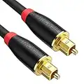 Syncwire Cable Óptico de Audio Digital - 3Metros Cable Toslink [Chapado en Oro de 24K, Ultra Duradero] para Home Theatre, Barras de Sonido, TV, PS4, Xbox, Playstation y más