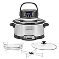 Hamilton Beach 6 Quart Programmable Slow Cooker With Flexible Easy Programming, 5 Cooking Times, Air Fry Lid with 4 Settings, Dishwasher-Safe Crock, Silver (33061)