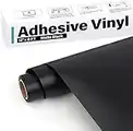 HTVRONT Vinilo adhesivo permanente, vinilo adhesivo negro para Cricut - 12" x 96", silueta, cortadores de camafeo, rollo de vinilo permanente para carteles, álbumes de recortes (negro mate)