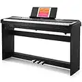 Donner DEP-10 Digital Piano 88 Key Semi-Weighted, Full-Size Electric Piano Portable Keyboard for Beginners, with Furniture Stand, Triple Pedals, Power Supply