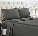 California Design Den 400 Thread Count 100% Cotton Sheets, King Size Sheet Set, 4 Pc, Luxury Sheets & Pillowcases, Breathable Bedding for King Bed, Sateen, King Bed Sheets, Deep Pockets (Dark Gray)