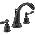 Delta Faucet Windemere Widespread Bathroom Faucet Oil Rubbed Bronze, Bathroom Faucet 3 Hole, Metal Drain Assembly, Oil Rubbed Bronze B3596LF-OB