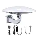 Outdoor TV Antenna -Antop Omni-Directional 360 Degree Reception Antenna Outdoor, Attic,RV Used, 65 Miles Range Amplifier Booster 4G LTE Filter, Waterproof, Anti-UV Easy Install (PL-414BG)