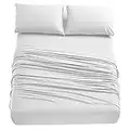 Home Beyond & HB design - 4-Piece Bed Sheets Set (Full or Double, White) - Premium Hotel Quality Bedding Sheets - Breathable Ultra Soft Brushed Microfiber - Deep Pocket, Wrinkle Fade Resistant