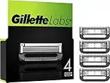 Gillette Labs - Cuchillas de repuesto compatibles con GilletteLabs con elemento de limpieza y Gillette Heated Razor, 4 cuchillas de repuesto