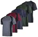 5 Pack: Men’s V-Neck Dry-Fit Moisture Wicking Active Athletic Tech Performance T-Shirt, Set 7, 3X-Large