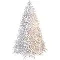 SHATCHI 4Ft-12Ft Pre-Lit Artificial Christmas Tree Alaskan Pine Tips Xmas Home Decorations Metal Stand Multicolour LEDs, White W/Warm White, 10Ft/300CM