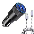 [5.4A/30W] Fast Car Charger Type C 6ft Cable for Samsung Galaxy S23 S22 S21 S20 Ultra FE S10e S10 S9 S8 Plus, Note 20 10 9 8, A14 A53 A32 A71 5G A20 A90, LG Stylo 4/5/6, Moto G8 G7, Quick USB Car Plug