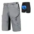 PRIESSEI Mens Mountain Bike Biking Shorts Lightweight MTB Cycling Shorts with Zip Pockets (Grey 2, X-Large)