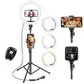 UPhitnis Aro de Luz con Tripode, 10" Ring Light con Control Remoto 3 Modos 10 Brillos Regulables Anillo de Luz para TikTok, Maquillaje, Selfie, Streaming, Youtube, Twich Live