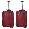 5 Cities Set Of 2 Super Lightweight Cabin Approved Travel Wheely Suitcase Wheeled Bag Luggage Set, 55 cm, 42L, Wine