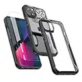 ORETECH Coque Compatible avec iPhone 13 avec 2 Verre Trempé Protection écran et 1 Caméra Arrière Protecteur,Antichoc Mince Anti Rayures Dur PC TPU Silicone Cadre Housse pour iPhone 13 Etui 6.1" Noir