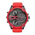 Diesel Men's 57mm Mr. Daddy 2.0 Quartz Stainless Steel and Silicone Chronograph Watch, Color: Gunmetal, Red (Model: DZ7370)