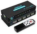 HDMI Switch SGEYR 5x1 HDMI Switcher 5 in 1 Out HDMI Switch Selector 5 Port Box with IR Remote Control HDMI 1.4 HDCP 1.4 Support 4K@30Hz Ultra HD 3D 2160P 1080P