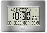 Youshiko Radio Controlled Silent Large LCD Wall Clock (Offical UK Version) Auto Set Up with Day Date Month Helpful for DEMENTIA & ALZHEIMER SUFFERERS (Silver)