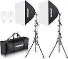 NEEWER 700W Equivalent Softbox Lighting Kit, 2Pack 5500K CFL Lighting Bulbs, 24x24 inches Softboxes with E26 Socket, Photography Continuous Lighting Kit Photo Studio Equipment