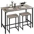 Yaheetech 3 Piece Bar Table Set, 47.5” Industrial Dining Table Set, Counter Height Table with Bar Stools Set of 2, Kitchen Breakfast Table and Chairs for Dining Room, Living Room, Apartment