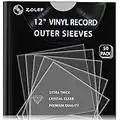 Vinyl Record Outer Sleeves 50 Pack for 12 inch Records, Loose fit, Clear Cover Protective, 3mil+ Thick, 12.79” x 12.79”, Fit for Single & Double LP Storage