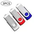 Clé USB 4 Go Lot de 3 USB 2.0 Pivotantes Mémoire Stick Flash Drive Clef USB U Disque pour PC Ordinateur Portable Windows Bon Cadeau (Rouge,Blanc,Bleu)