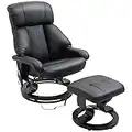 HOMCOM Electric Massage Recliner Chair with Ottoman, Faux Leather Swivel Recliner with Remote Control for Living Room, Black