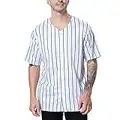 TopTie Sportswear Pinstripe Baseball Jersey for Men and Boy, Button Sport Jersey White Black