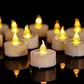 Tea Lights, 12 Pack Flameless LED Tea Light Candles 150 Hours Realistic Flickering Battery Operated Tea Lights Electric Fake Candles for Halloween Christmas Weding in Warm Yellow