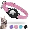 Airtag - Collar para gatos integrado para Apple Air Tag con GPS suave, con soporte Airtag y campana, rastreador ligero, collar para gatos, niñas y niños (rosa)