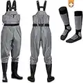 smartpeas Cuissardes Imperméables Et Respirantes avec Bottes Et Genouillères en Néoprène - Parfait comme Waders De Pêche/Pantalon De Pêcheur pour Homme + en Cadeau 1 Paire De Chaussettes Thermiques