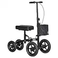 HOMCOM Knee Walker, Foldable Steerable Medical Knee Scooter, Crutch Alternative with Braking System, Storage Bag for Foot Injuries, Black