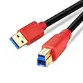 USB 3.0 Cable A Male to B Male 3m, TanQY Type A to B Male Compatible with Hard Disk Drive,Printers,Scanner,USB Hub,Monitor and More.(3m/10Ft, Red)