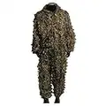 Geagodelia Traje Ghillie para adultos, diseño de hojas 3D, chaqueta con capucha y pantalones de cintura elástica, ropa de caza para exteriores, verde, Taille unique