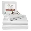 Pizuna 400 Thread Count Cotton Sheets Set King White, 100% Long Staple Cotton White King Sheets, Luxurious Sateen Weave Cotton Bed Sheets Deep Pocket fit Upto 15 inch (White King 100% Cotton Sheets)