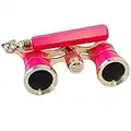 HQRP Opera Glasses Rose/Pink-Pearl with Gold Trim w/Crystal Clear Optic (CCO), Extendable Handle