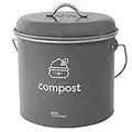 Joejis Compostador Cocina de 3.5L para Cocina con filtros de carbón, Cubo de Basura de Acero sin plástico para Basura organica, Cubo Compost para Cocina