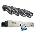 ZOSI 8 Channel Outdoor CCTV Camera System, 5MP Lite H.265+ DVR with 1TB Hard Drive and 4pcs 1080P Weatherproof Security Camera, Plug and Play, Motion Detection, Remote Access,Easy DIY