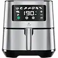 Kesser® XXL 5,5 litres Friteuse à air chaud Acier inoxydable | Corbeille à pain incluse | Friteuse 1 700 W Friteuse Airfryer | Écran tactile | 8 programmes | ✓ Four ✓ Air chaud ✓ Gril | argent