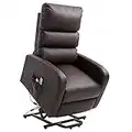 Power Massage Lift Recliner Chair with Heat & Vibration for Elderly, Heavy Duty and Safety Motion Reclining Mechanism - PU Leather Sofa Contempoary Design (Brown)