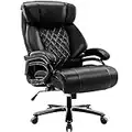 TERAO Big & Tall 400lb Office Chair - Adjustable Built-in Lumbar Support, Heavy Duty Metal Base and Tilt Angle Large High Back Bonded Leather Ergonomic Executive Desk Computer Swivel Chair (Black)