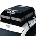 SNDMOR Car Roof Bag, 15 Cubic Feet Waterproof Car Rooftop Cargo Carrier Bag, For All Vehicle with/Without Racks, Includes Anti-Slip Mat + 4 Reinforced Straps + 6 Door Hooks (Gray)