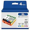 Denvoer 903XL 903 XL Cartuchos de Tinta Compatible para HP 903XL Pack para Impresoras HP Officejet Pro 6950 6960 6970 Impresora (1 Negro, 1 Cian, 1 Magenta, 1 Amarillo, Paquete de 4